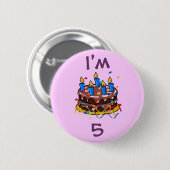 De cake van de verjaardag ronde button 5,7 cm (Voorkant /achterkant)