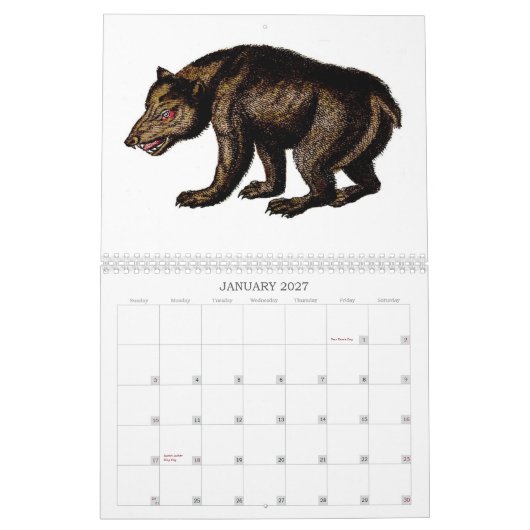 De calendrier animal étrange - 2013 (Jan 2027)