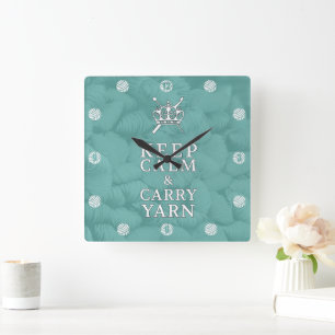 De Calm Carry Yarn Craft Room behouden {Donker} Vierkante Klok