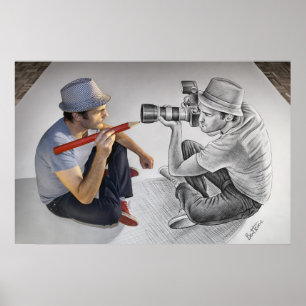 De Camera van het potlood Vs - 3D Spiegel Poster