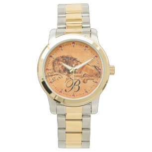 DE CAPE LION LYING DOWN, Oranje Geel Monogram Horloge