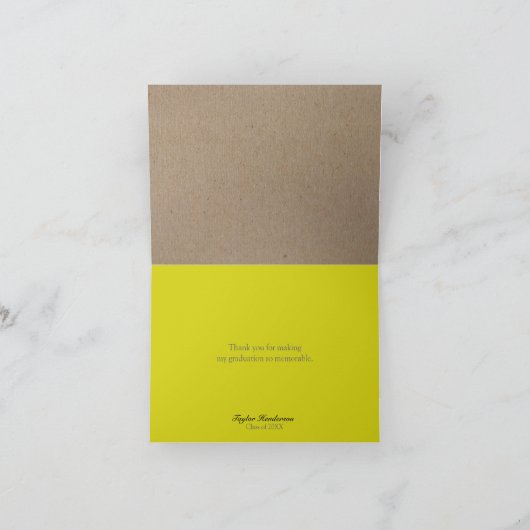De capricieuze Afstuderen danken u: Geel Bedankkaart (Binnen)