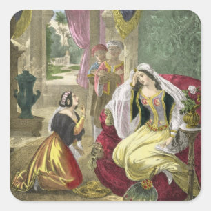 De captive Hebreeuws schreef dat Wachten op Naaman Vierkante Sticker