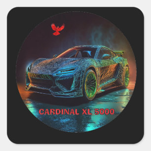 De Cardinal XL5000 Elite Sportauto Vierkante Sticker