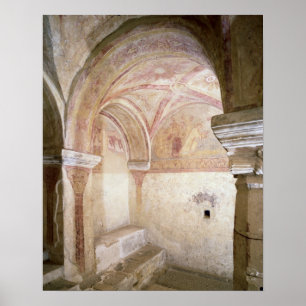 De Carolingian frescoes in de binnenste crypt Poster