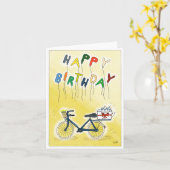 DE Carte de voeux Vélo avec ballons (Fleur jaune)