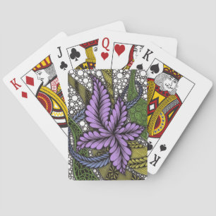De Cartes Doodle Zen Abstrait Fleur Violette Olive Verte Jeu