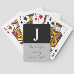 De Cartes Nom du monogramme Black Grey Famille Jeu Nuit