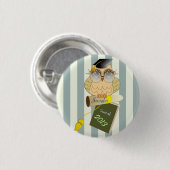 De cartoon Owl & Name Button van het douane Afstud (Voorkant /achterkant)