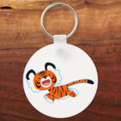 De Cartoon tijger van de klap op de looppas Sleute Sleutelhanger (Voorkant)