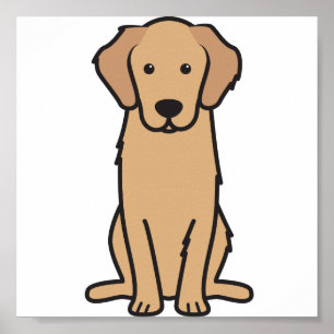 De Cartoon van de Hond van het golden retriever Poster