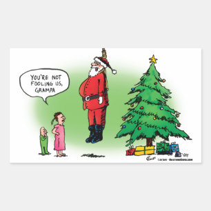 De Cartoon van Santa Twisted uithangen Rechthoekige Sticker