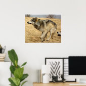 De Cartoon Wolf Shot Poster (Thuiskantoor)