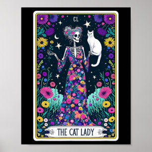 De Cat Lady Tarot Kaart Skelet Moederdag Cat L Poster