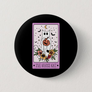 De Cat Tarot Kaart Ghost Halloween Pumpkin Cat Lov Ronde Button 5,7 Cm