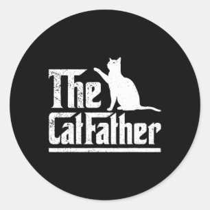 De Catfather Grappige Kat Papa Vaders Dag Film Pun Ronde Sticker
