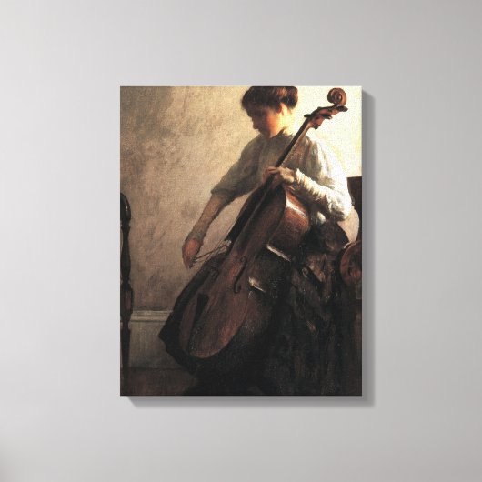 De cellist (door Joseph DeCamp) Canvas Afdruk (Voorkant)