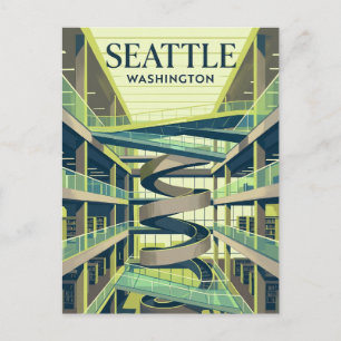 De Centrale Bibliotheek van Seattle USA Briefkaart