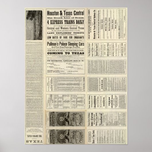 De centrale spoorweg Houston en Texas door Texas Poster (Voorkant)