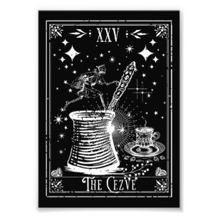 De Cezve Turks Koffie Tarot Kaart Foto Afdruk