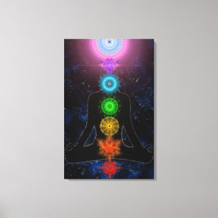 De Chakra's - Met Sterren en Meditatie Canvas Afdruk