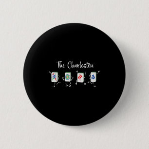 De Charleston Mahjong, Grappige Mahjong Dans Ronde Button 5,7 Cm