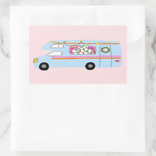 De charmante kerstcamera's met  RV's Rechthoekige Sticker