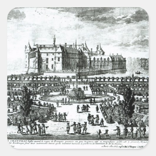 De Chateau de Chantilly en de tuinen Vierkante Sticker (Voorkant)