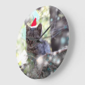 De chaton de Noël de temps grande) horloge murale (Angle)