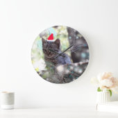 De chaton de Noël de temps grande) horloge murale (Maison)