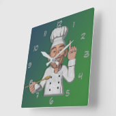 De Chef 2-Cartoon stijl Vierkante Klok (Hoek)