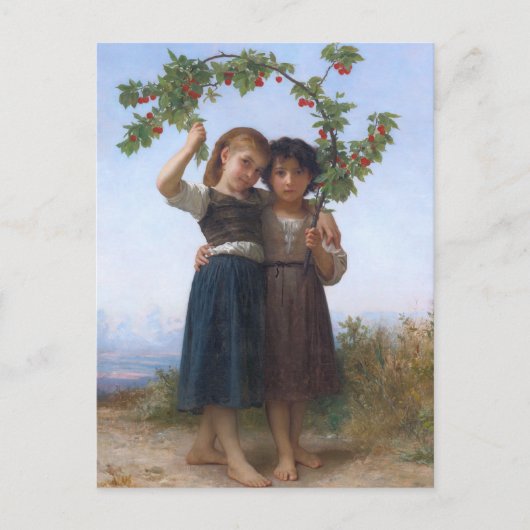 De Cherry Branch van Bouguereau Briefkaart (Voorkant)