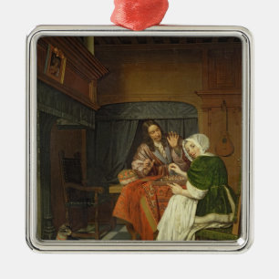 De Chess Players, c.1670 Metalen Ornament