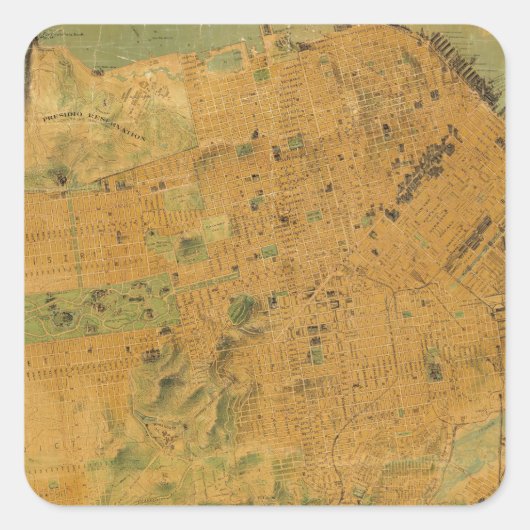 De Chevalier Map van San Francisco Vierkante Sticker (Voorkant)