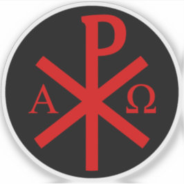 De Chi-Rho Cross - v2 (rood op zwart) Sticker