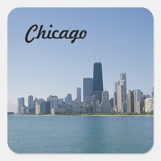 De Chicago Skyline Vierkante Sticker (Voorkant)