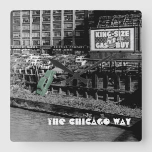 DE CHICAGO WAY ANGRY MOTORIST COLORSPLASH ANTIEK VIERKANTE KLOK