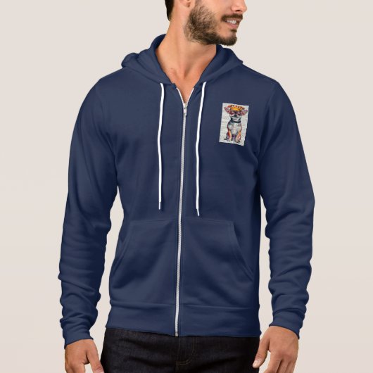 DE CHIHUAHUA GUY'S FLEECE ZIP UP JOGGER HOODIE (Voorkant)
