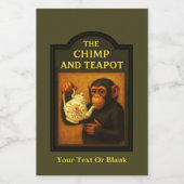 De chimp en theepot pub voedselcontainer etiket (Enkel label)