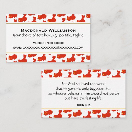 De Chinese Christelijke Schrift Johannes 3:16 Visitekaartje (Voorkant / Achterkant)