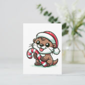 De Christmas Otter Cartoon Briefkaart (Staand voorkant)