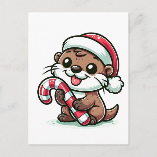 De Christmas Otter Cartoon Briefkaart (Voorkant)