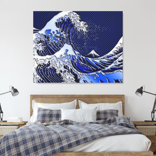 De chroomvezelstijlen van de Great Hokusai Wave Canvas Afdruk (Insitu (Slaapkamer))