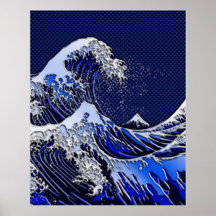 De chroomvezelstijlen van de Great Hokusai Wave Poster
