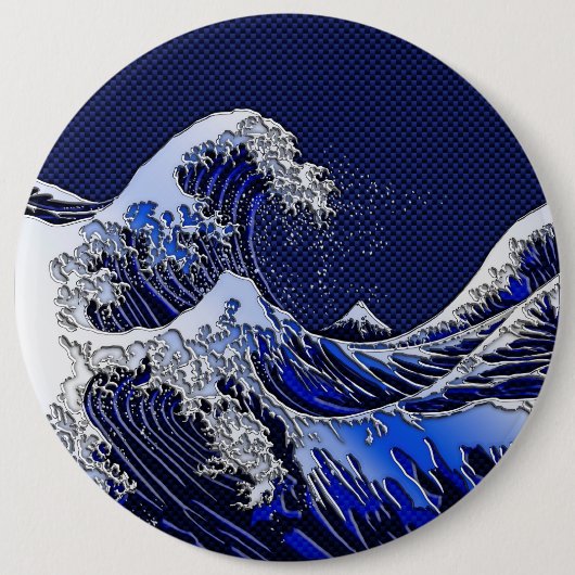 De chroomvezelstijlen van de Great Hokusai Wave Ronde Button 6,0 Cm (Voorkant)