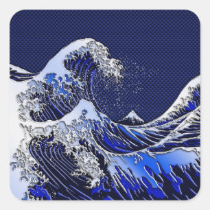 De chroomvezelstijlen van de Great Hokusai Wave Vierkante Sticker