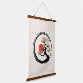 De Cirkel van Enso en Boom Bonsai op Canvas Hangend Wandkleed (Gebogen)