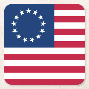 De Cirkel van sterren, Amerikaanse vlag door Betsy Vierkante Kartonnen Onderzetter