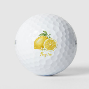 De citroen, helder geel fruit, zuur en fris golfballen