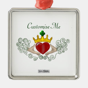 De Claddagh (volledige kleur) Metalen Ornament